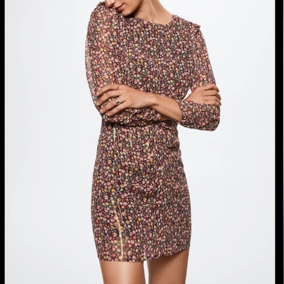 Mango Dresses & Skirts - NWT Mango Long Sleeve Floral Print Mini Dress Size Small